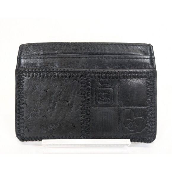 Auth Black CHANEL Card Case CC Mark Quilting Patchwork Black Leather - Picture 4 of 9